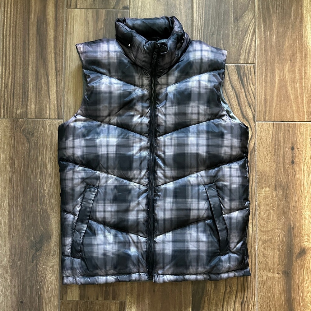 Roper Mens Grey Plaid Down Fill Puffer Vest Size M 03-097-0685-6653 GY
